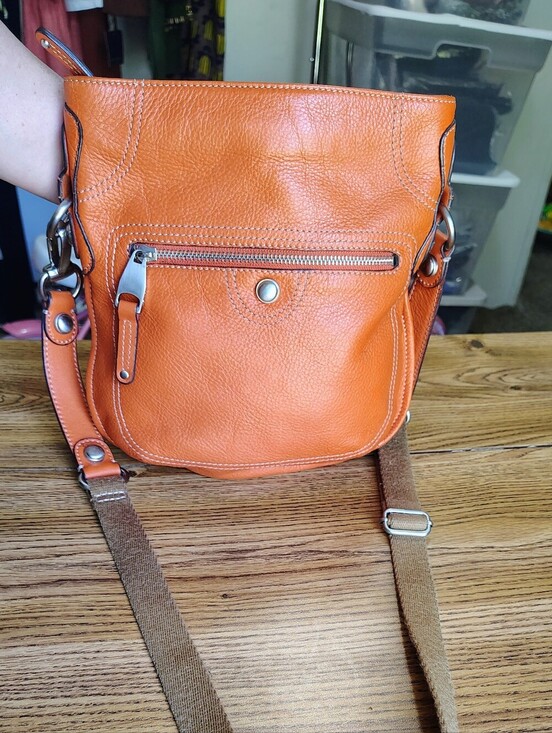 b. makowsky Handbags - B.Makowsky Orange Genuine Leather Crossbody Bag and Animal Print Multi Pockets.